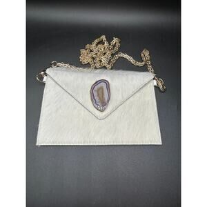 Agate slice envelope clutch bag